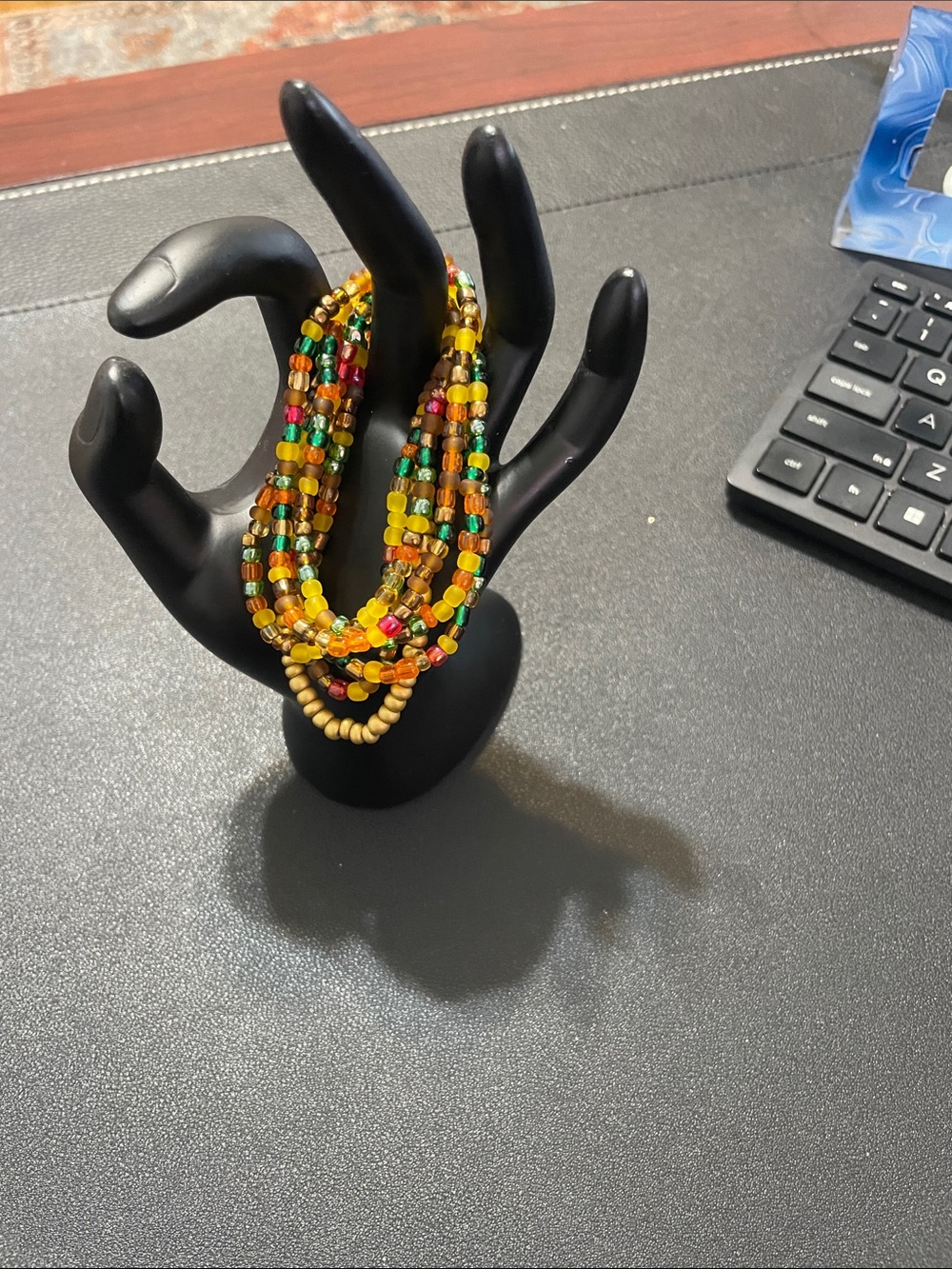 Fall Multicolor Seed Bead Layered Bracelet - Yellow & Green Accent